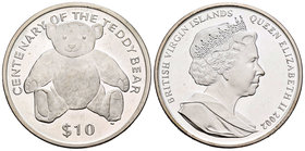 Virgin Islands. Elizabeth II. 10 dollars. 2002. (Km-200). Ag. 28,33 g. Centenary of the Teddy Bear. PR. Est...25,00.