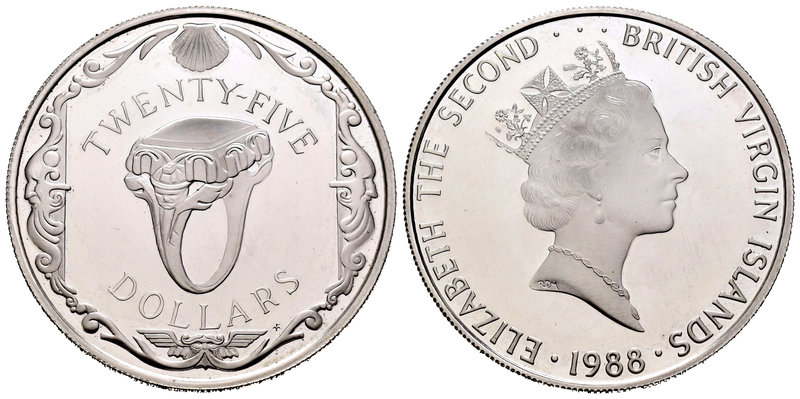 Virgin Islands. 25 dollars. 1988. (Km-92). Ag. 20,09 g. PR. Est...20,00.