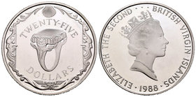Virgin Islands. 25 dollars. 1988. (Km-92). Ag. 20,09 g. PR. Est...20,00.