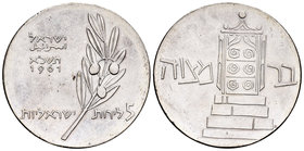 Israel. 5 lirot. 1961. (Km-35). Ag. 25,00 g. UNC. Est...30,00.