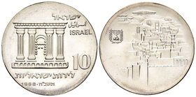 Israel. 10 lirot. 1968. (Km-51). Ag. 26,00 g. UNC. Est...30,00.