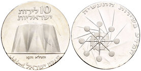 Israel. 10 lirot. 1971. (Km-58). Ag. 26,00 g. UNC. Est...30,00.