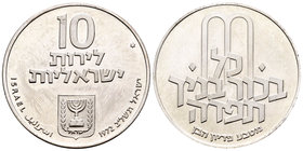 Israel. 10 lirot. 1972. (Km-61.1). Ag. 26,00 g. UNC. Est...30,00.