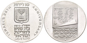 Israel. 10 lirot. 1973. (Km-70.1). Ag. 26,00 g. UNC. Est...30,00.