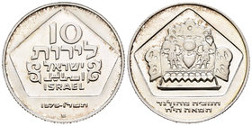 Israel. 10 lirot. 1975. (Km-84.1). Ag. 20,00 g. UNC. Est...25,00.