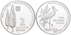 Israel. 2 sheqalim. 1988. (Km-322). Ag. 28,80 g. PR. Est...25,00.