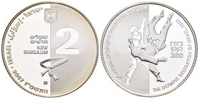 Israel. 2 new sheqalim. 2008. (Km-427). Ag. 28,80 g. Juegos Olímpicos Pekín 2008. Judo. PR. Est...25,00.
