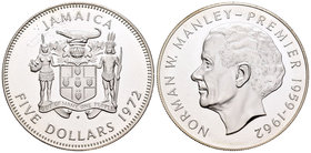 Jamaica. Elizabeth II. 5 dollars. 1972. (Km-59). Ag. 41,30 g. Norman W. Manley. PR. Est...35,00.