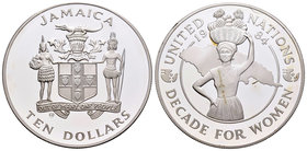 Jamaica. Elizabeth II. 10 dollars. 1984. (Km-115). Ag. 23,50 g. Decade for Women. Tirada de 1100 piezas. PR. Est...30,00.