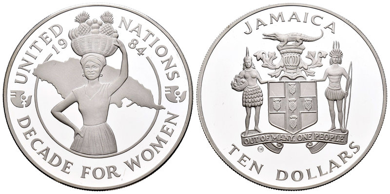 Jamaica. 10 dólares. 1984. (Km-115). Ag. 22,45 g. Decade for Women. PR. Est...25...