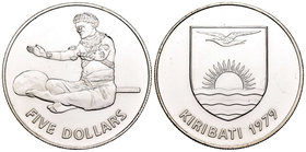 Kiribati. 5 dollars. 1979. (Km-8). Ag. 28,16 g. Independencia. UNC. Est...25,00.