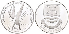 Kiribati. 5 dollars. 1996. (Km-20). Ag. 31,47 g. Sidney 2000. Saltos de trampolín. PR. Est...30,00.