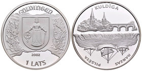 Latvia. 1 lats. 2002. (Km-53). Ag. 31,47 g. Kuldiga. PR. Est...30,00.