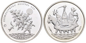 Latvia. 1 lats. 2009. (Km-105). Ag. 22,11 g. 500 años del árbol de Navidad. PR. Est...25,00.