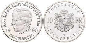 Liechtenstein. 10 francos. 1990. (Km-Y22). Ag. 30,00 g. PR. Est...30,00.