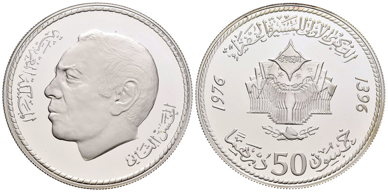 Morocoo. 50 dirhems. 1976. (Km-Y68). Ag. 35,00 g. PR. Est...60,00.