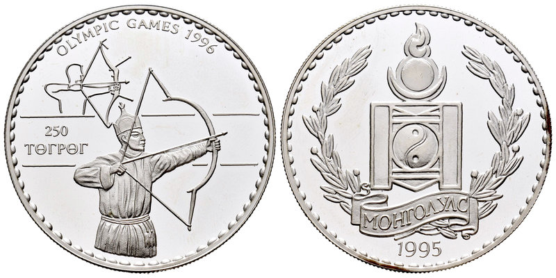 Mongolia. 250 tugrik. 1995. (Km-113). Ag. 31,47 g. Juegos Olímpicos de Sidney 19...