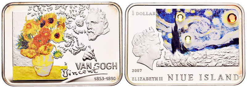 Niue. Elizabeth II. 1 dollar. 2007. (Km-176). Ag. 28,28 g. Van Gogh. Coloured an...