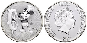 Niue. Elizabeth II. 2 dollars. 2017. Ag. 31,10 g. Disney. PR. Est...25,00.