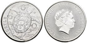 Niue. Elizabeth II. 5 dollars. 2016. Ag. 62,42 g. Turtle. PR. Est...50,00.