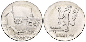 Norway. 200 coronas. 1980. (Km-425). Ag. 26,80 g. UNC. Est...25,00.