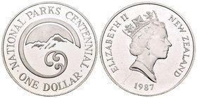 New Zealand. 1 dollar. 1987. (Km-19). Ag. 27,36 g. PR. Est...25,00.