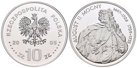 Poland. 10 zlotych. 2005. Warsaw. MW. (Km-no cita). Ag. 14,14 g. August II Mocny. PR. Est...20,00.