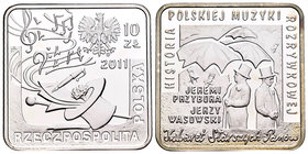 Poland. 10 zlotych. 2011. MW. (Km-Y802). Ag. 14,14 g. Jeremi Przybora y Jerzy Waswski. PR. Est...25,00.