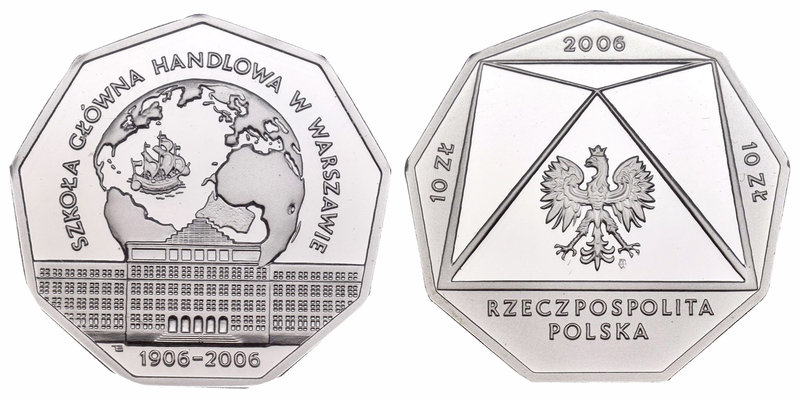 Poland. 10 zlotych. 2006. MW. (Km-no cita). Ag. 100 años de la escuela económica...