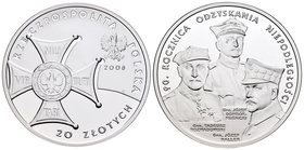 Poland. 20 zlotych. 2008. MW. (Km-Y651). Ag. 28,28 g. 90th Anniversary of Freedom. PR. Est...50,00.