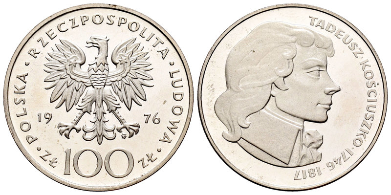 Poland. 100 zlotych. 1976. (Km-Y82). Ag. 16,32 g. Tadeusk Kosciuszko. PR. Est......