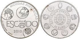 Portugal. 10 euros. 2010. (Km-803). Ag. 27,00 g. UNC. Est...25,00.