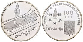 Romania. 100 lei. 1998. (Km-140). Ag. 27,00 g. Juegos Olímpicos Nagano 1998. Tirada de 2000 piezas. PR. Est...60,00.