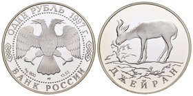 Russia. 1 rublo. 1997. (Km-Y612). Ag. 17,55 g. Gacela. PR. Est...35,00.