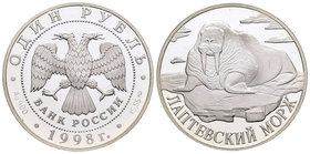 Russia. 1 rublo. 1998. (Km-Y629). Ag. 17,55 g. Morsa. PR. Est...35,00.