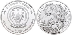 Rwanda. 50 francos. 2012. (Km-37). Ag. 31,11 g. Con certificado. PR. Est...35,00.