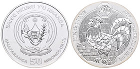 Rwanda. 50 francos. 2017. Ag. 31,11 g. Year of the Rooster. PR. Est...50,00.