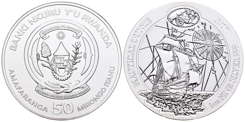 Rwanda. 50 francos. 2017. Ag. 31,11 g. Nautical. PR. Est...35,00.