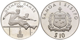 Samoa. 10 tala. 1980. (Km-36a). Ag. 31,33 g. Juegos Olímpicos Moscú 1980. PR. Est...25,00.