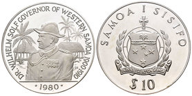 Samoa. 10 tala. 1980. (Km-41a). Ag. 31,33 g. Doctor Wilhelm Solf. PR. Est...25,00.