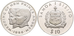 Samoa. 10 tala. 1986. (Km-64). Ag. 31,33 g. Boda principe Andrew y Sara Fergunson´s. PR. Est...25,00.