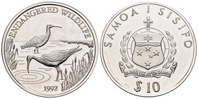 Samoa. 10 tala. 1992. (Km-98). Ag. 31,35 g. PR. Est...25,00.