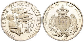 San Marino. 10000 liras. 1998. Rome. R. (Km-387). Ag. 22,00 g. PR. Est...20,00.
