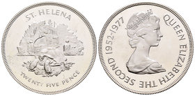 Santa Elena. Elizabeth II. 25 pence. 1977. (Km-6a). Ag. 28,28 g. PR. Est...25,00.