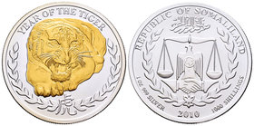 Somaliland. 1000 shillings. 2010. Ag. 31,11 g. Year of the Tiger. Partial gold plated. UNC. Est...40,00.