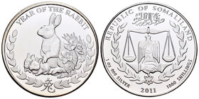 Somaliland. 1000 shillings. 2011. Ag. 31,11 g. Year of the Rabbit. PR. Est...40,00.