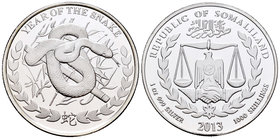 Somaliland. 1000 shillings. 2013. Ag. 31,11 g. Year of the Snake. PR. Est...40,00.