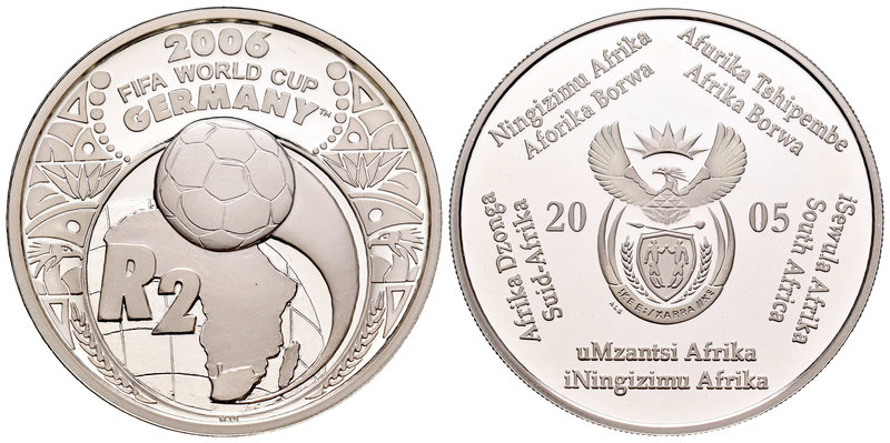 South Africa. 2 rand. 2005. (Km-373). Ag. 33,63 g. World Cup Germany 2006. PR. E...