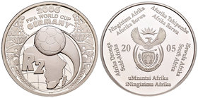 South Africa. 2 rand. 2005. (Km-373). Ag. 33,63 g. World Cup Germany 2006. PR. Est...30,00.