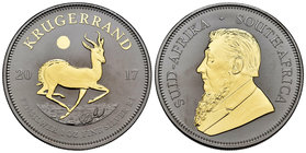 South Africa. Krugerrand. 2017. Ag. 31,07 g. 50th Anniversary. Black Ruthenium and Partial gold plated Edition. Con certificado. UNC. Est...70,00.